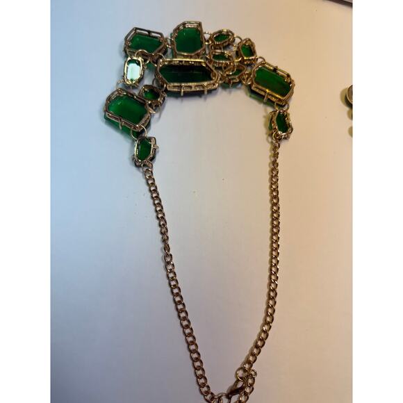 3 kelly green statement bib flower floral bling enamel necklaces banana republic - Picture 8 of 13